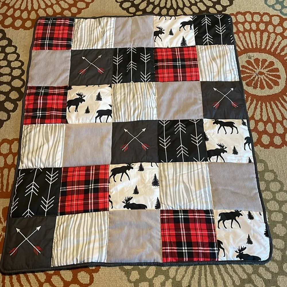 Lodge Buffalo Plain Nursery Crib Set